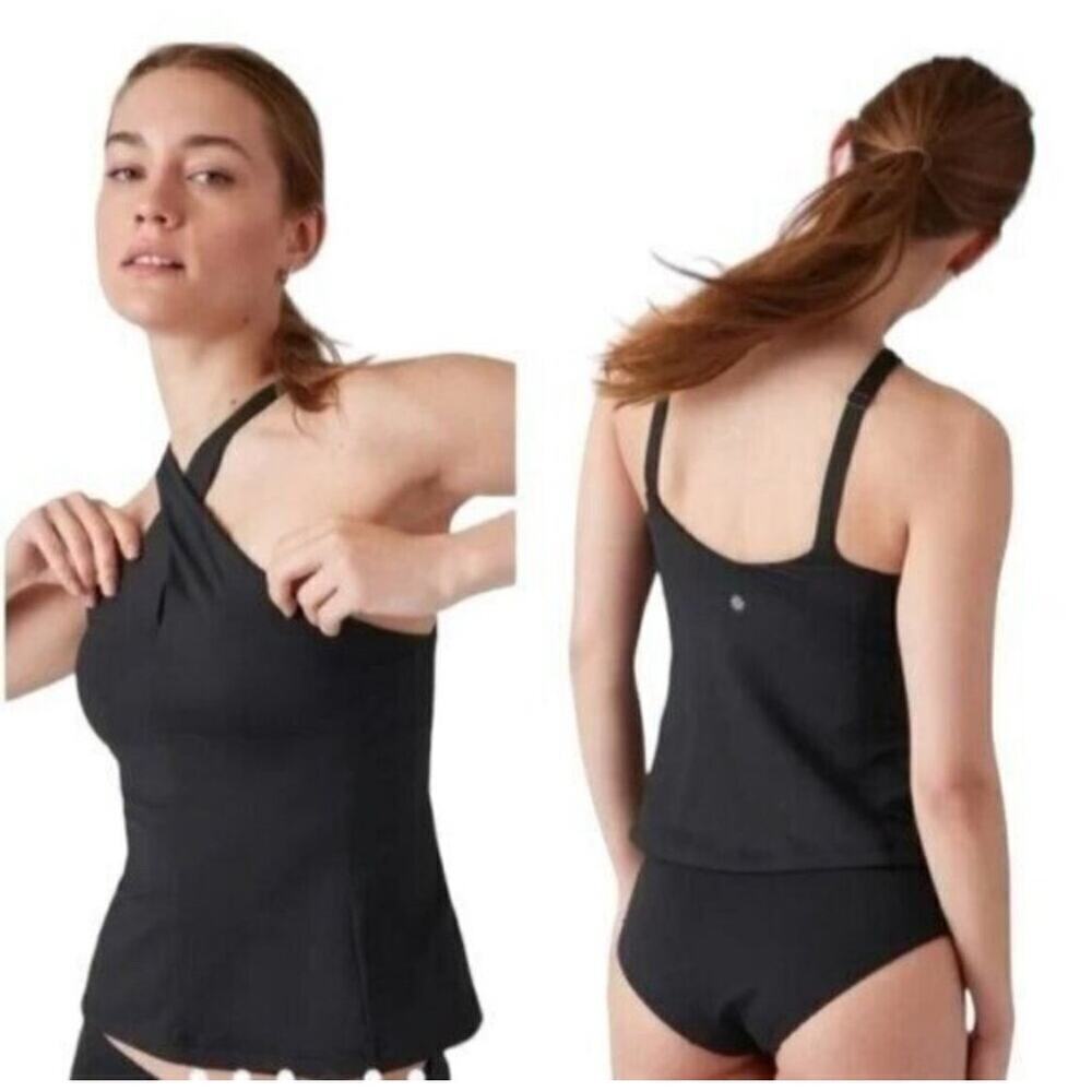 NWT Athleta Crossed Tankini in Black Womens Size M